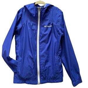 Girl's Columbia Switchback Rain Jacket Blue Windbreaker Shell Coat Small 7-8 EUC